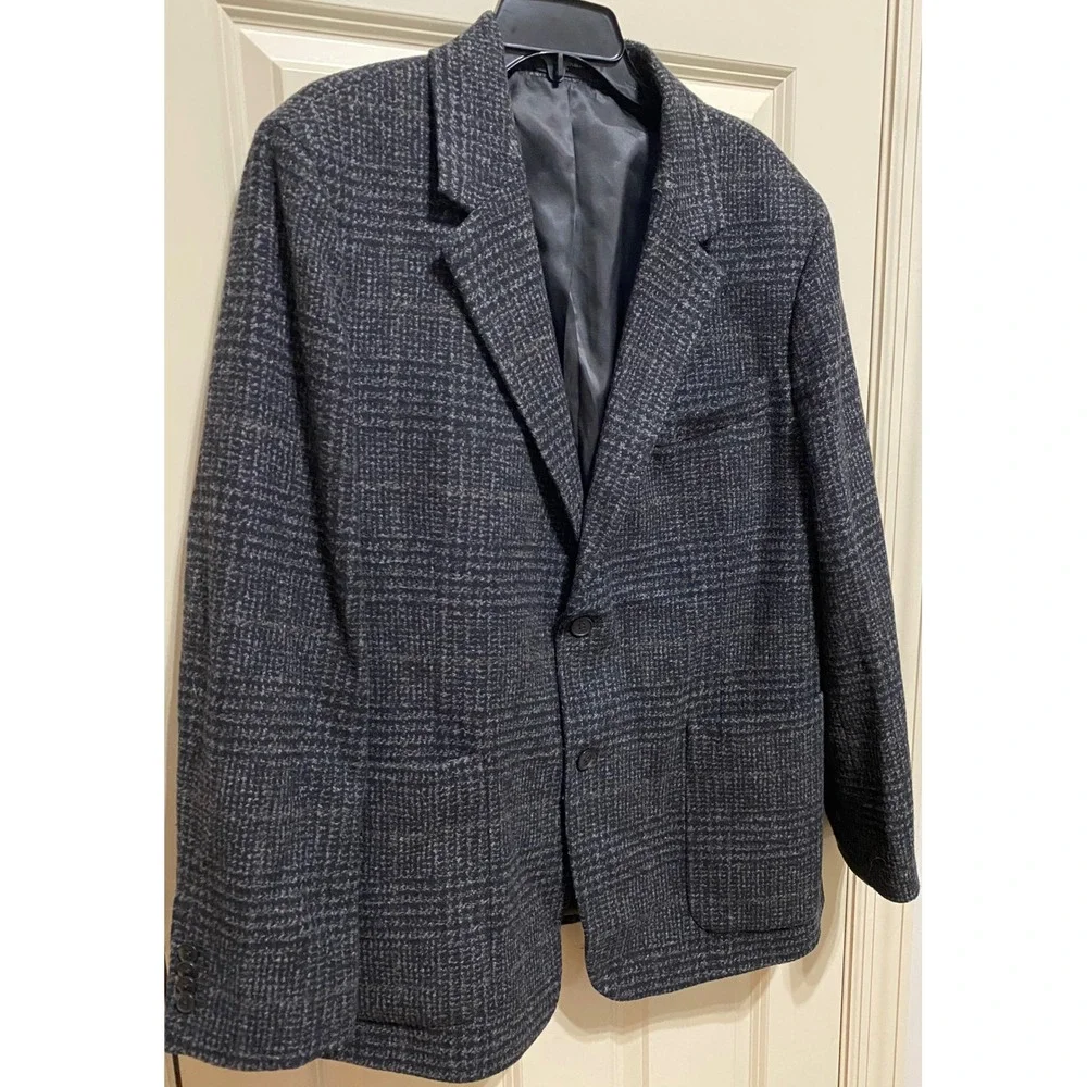 Banana Republic Tweed Blazer 48R Charcoal Wool Blend Sport‎ Coat Tailored